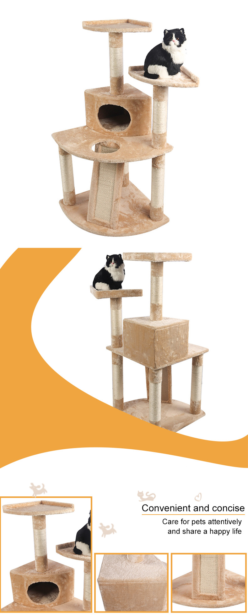 small brown cat climbing frame pet product