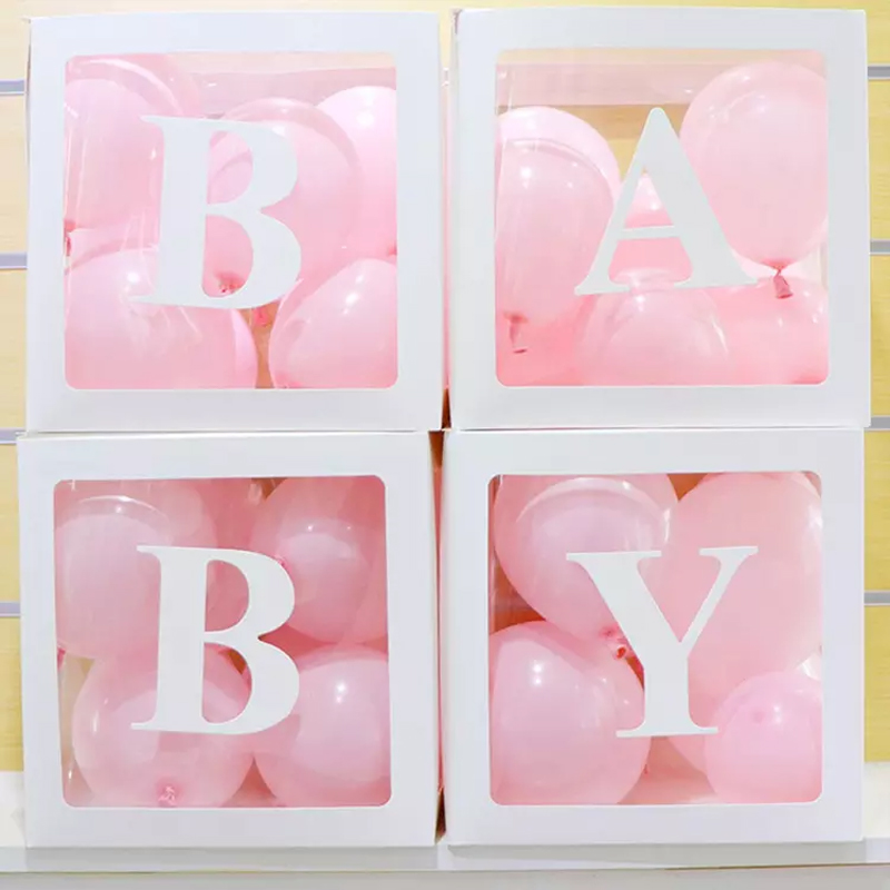 Balloon Boxtransparent Gift Box Pink White Baby Shower Box