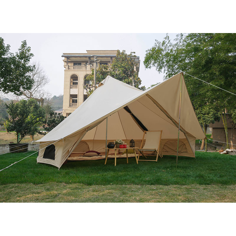 Canvas Bell tent with awning glam camp