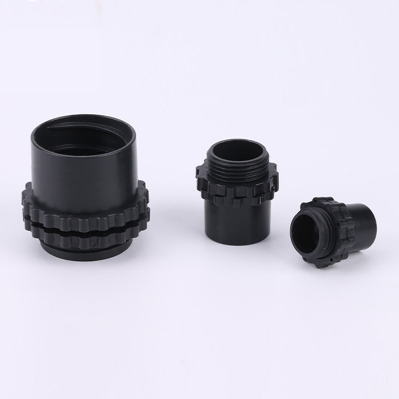 Black nylon fittings for metal hose