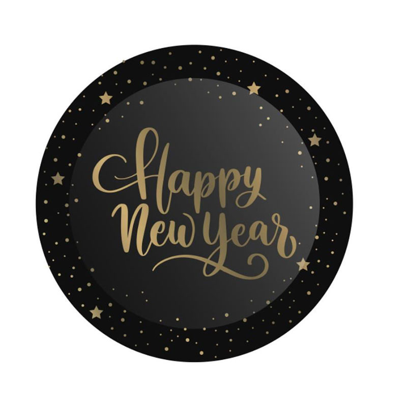 Black and gold party paper plate HNY00003