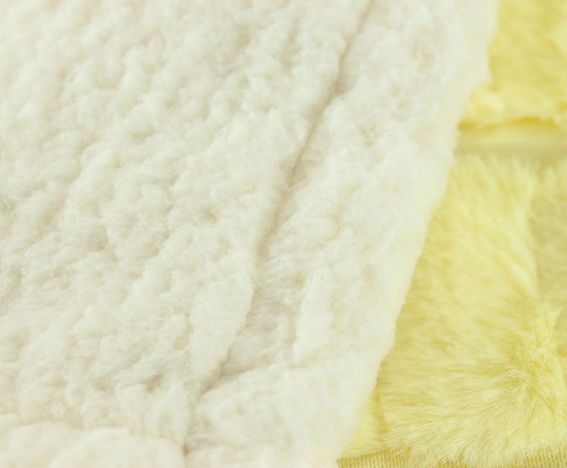 Bright yellow rectangular rabbit fur double blanket
