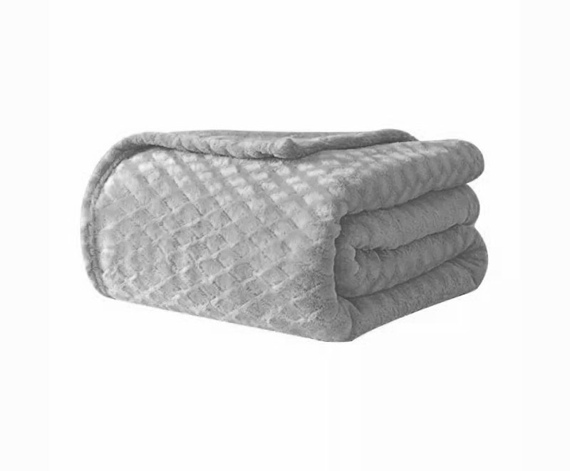 Deluxe waffle honeycomb soft warm brushed flannel blanket 06