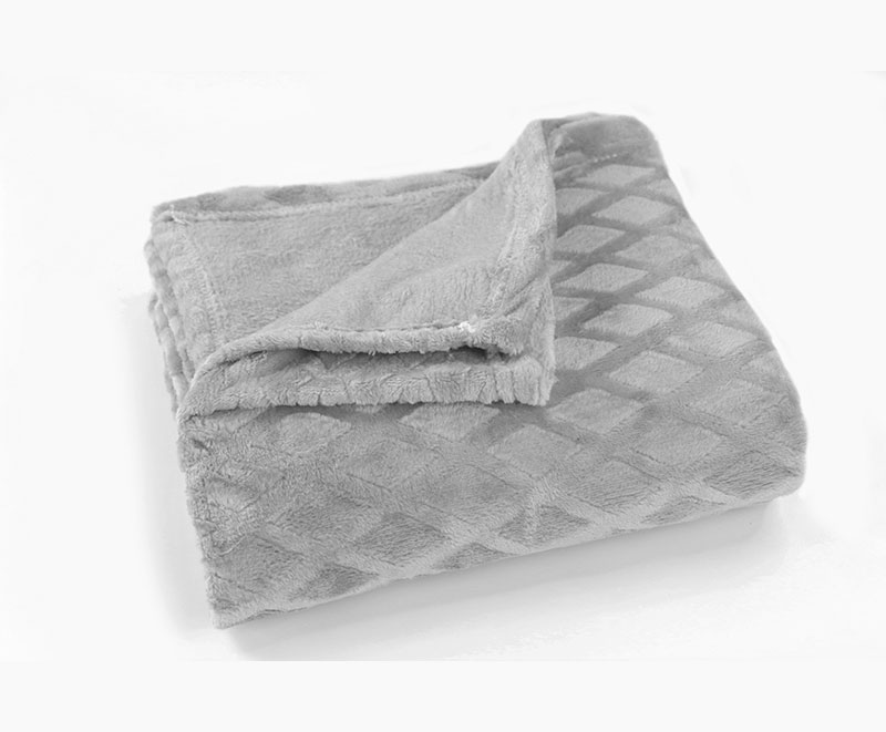 Diamond light grey brushed flannel blanket 16