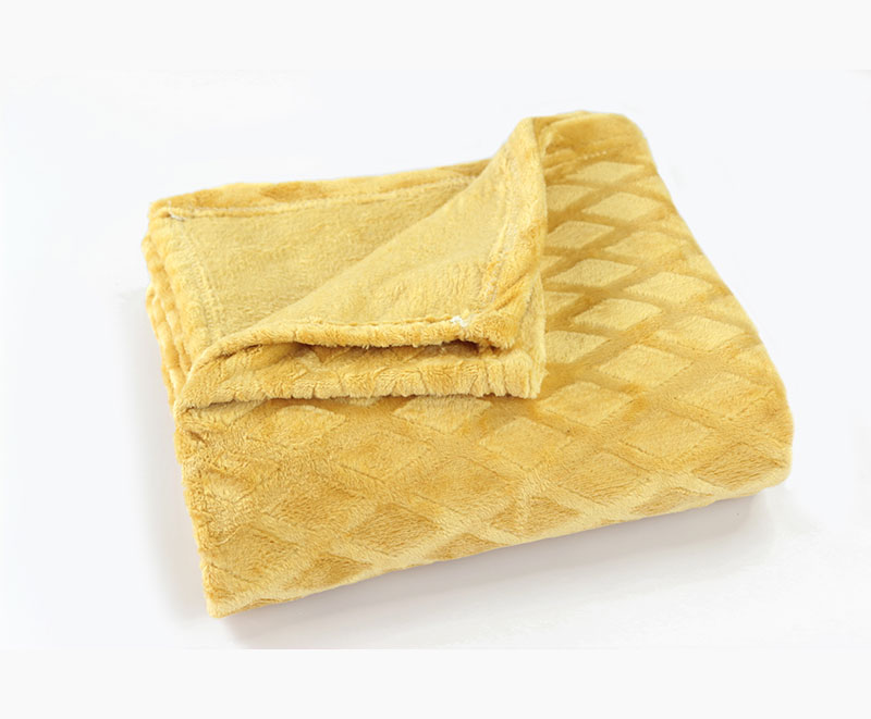 Diamond lemon yellow brushed flannel blanket 17