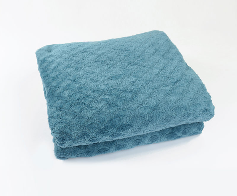 Scallop blue brushed flannel blanket 20