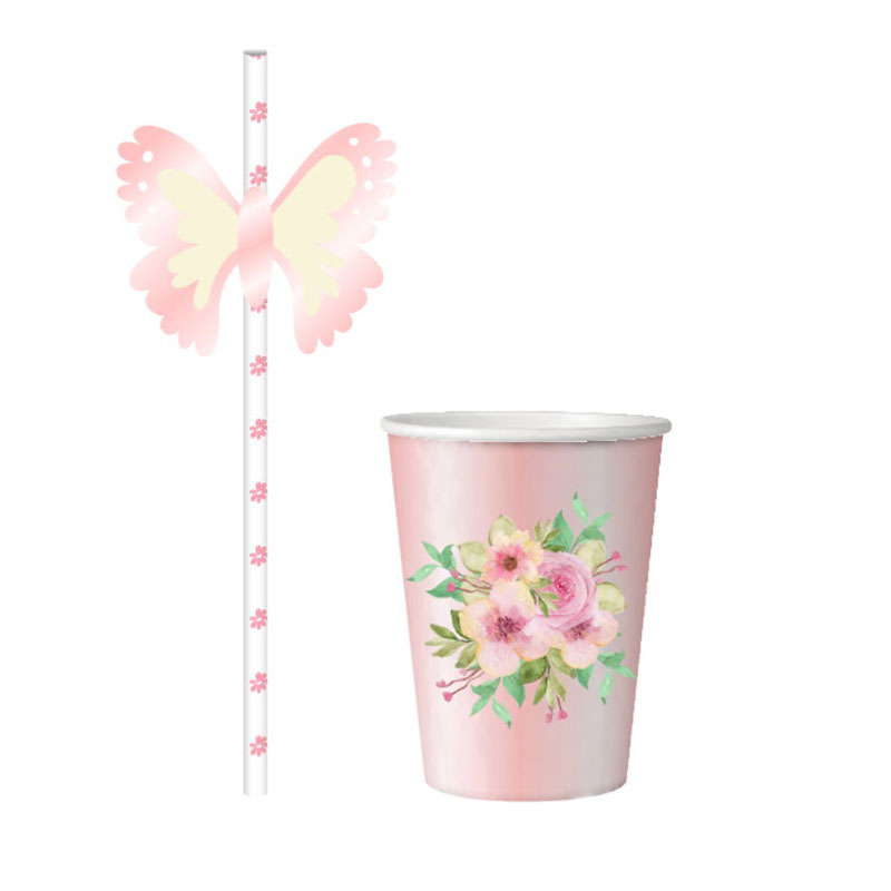Butterfly Straw paper cup set HP017