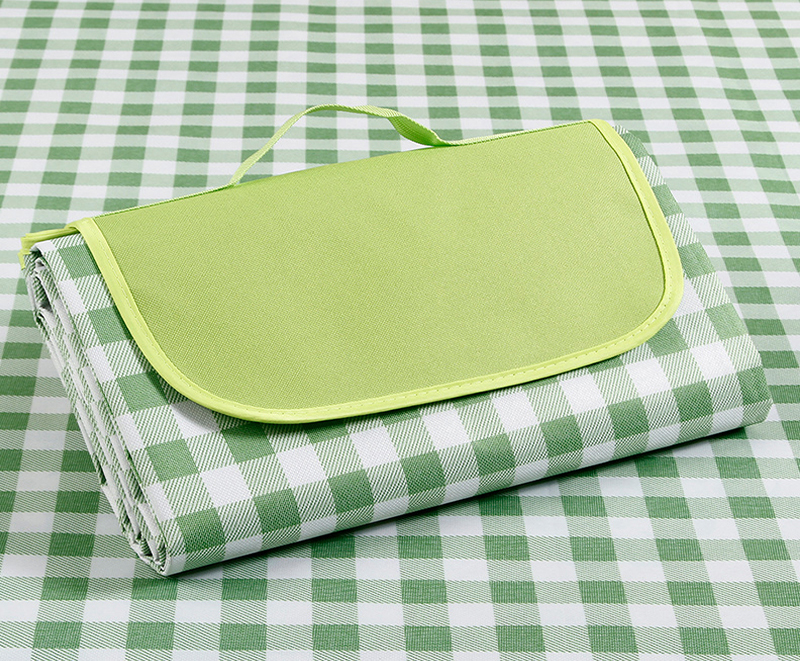 Green check thick camping blanket 5