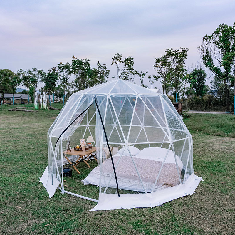 Clear PVC dome tent glam camp