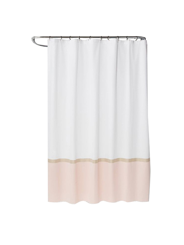 Colorblock braided shower curtain light gold