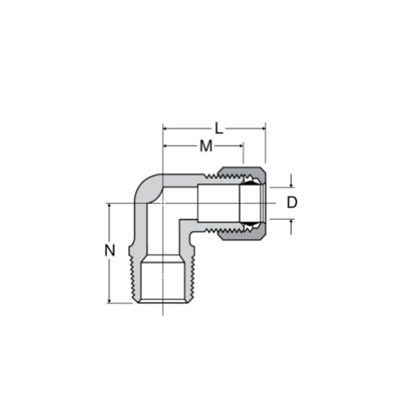 Compression 90° male elbow [Ref.SAE No.060202BA]