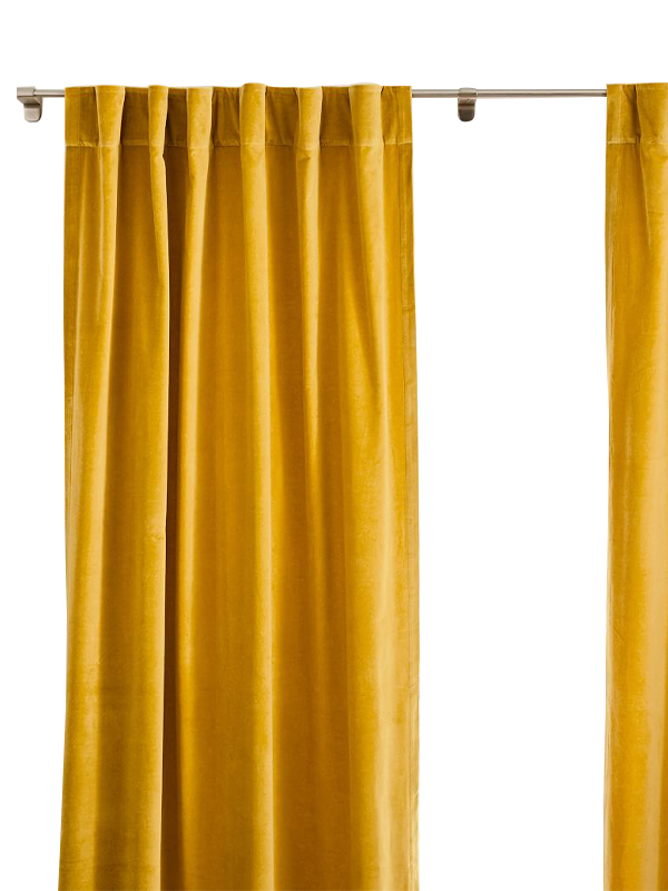 Cotton velvet curtains - black horseradish