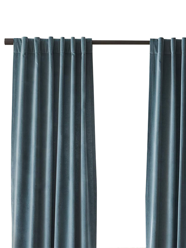 Cotton velvet curtains - marine
