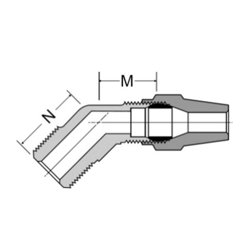D.O.T air brake copper tubing 45°male elbow[Ref.SAE N0.120302BA]
