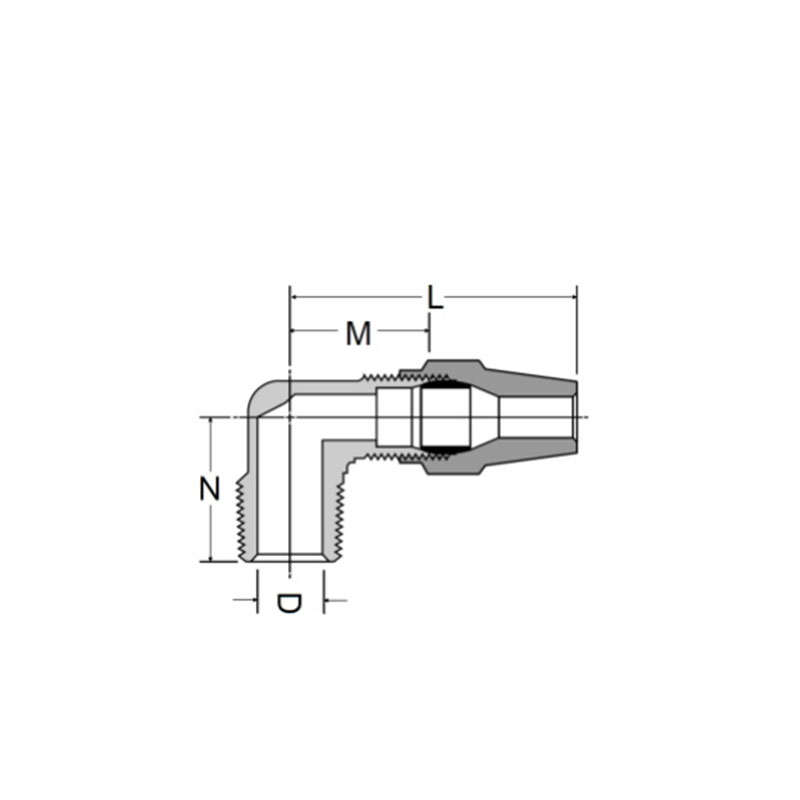 D.O.T air brake copper tubing 90°male elbow [Ref.SAE No.120202BA]