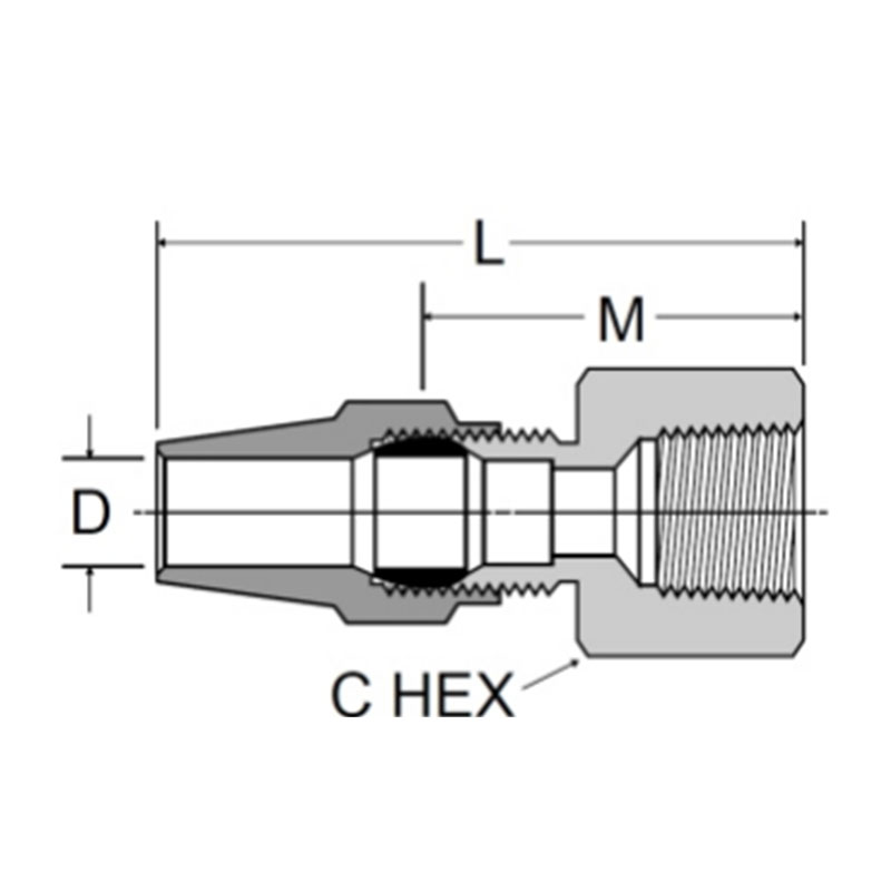 D.O.T air brake copper tubing female connector[Ret.SAE N0.120103BA]