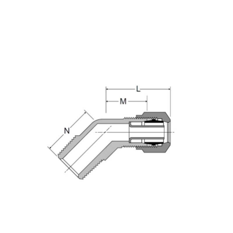 D.O.T air brake nylon tubing 45° male elbow [Ref.SAEN0.100302 BA]