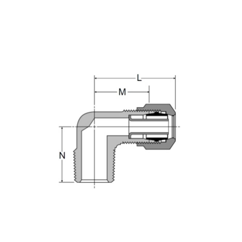 D.O.T air brake nylon tubing 90° male elbow [Ref.SAE No.100202 BA]