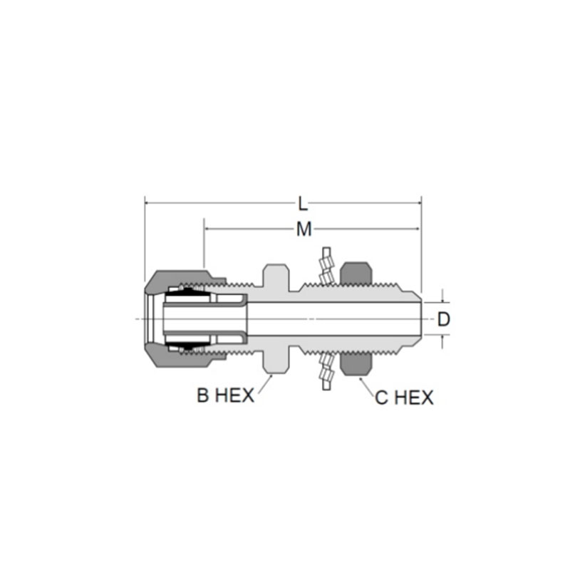 D.O.T air brake nylon tubing bulkhead union brass