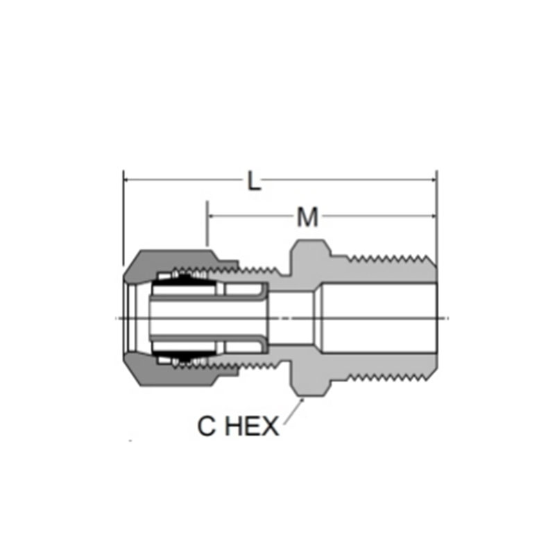 D.O.T air brake nylon tubing male connector [Ref.SAE No.100102 BA]