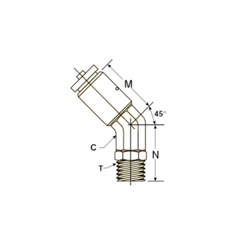 D.O.T push in swivel 45°male elbow