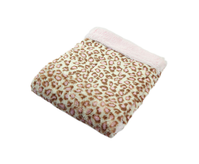 Pink and brown leopard print mink double baby blanket 1120202