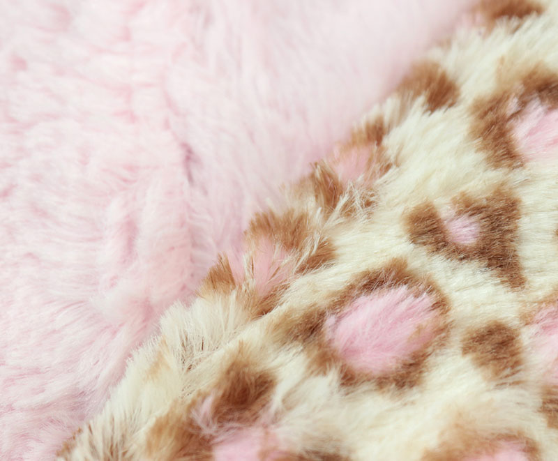 Pink and brown leopard print mink double baby blanket 1120202