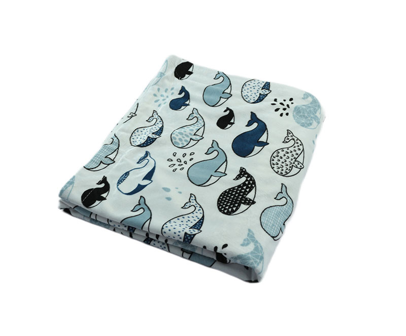 Cartoon whale print mink double layer baby blanket 1120209