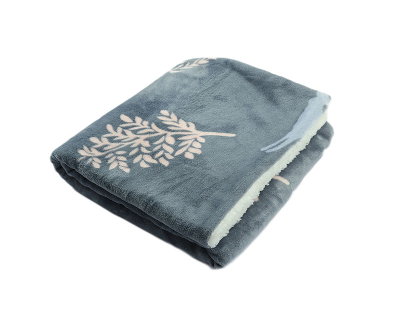 Fashion decorative printed mink belt double layer baby blanket with solid sherpa 1120214