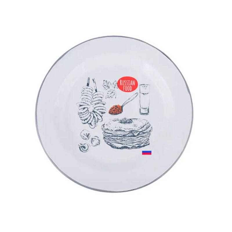 Eco-friendly round enamel plate E03-0032 glam camp