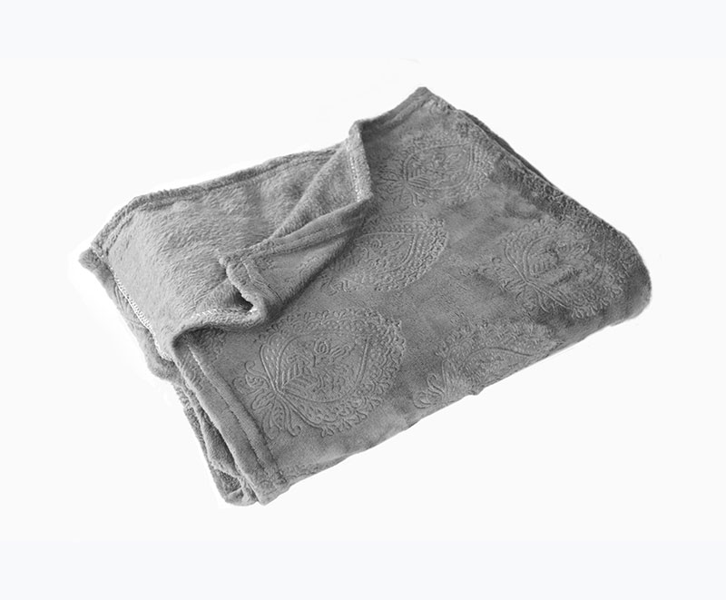 Single layer grey embossed flannel blanket 1030222