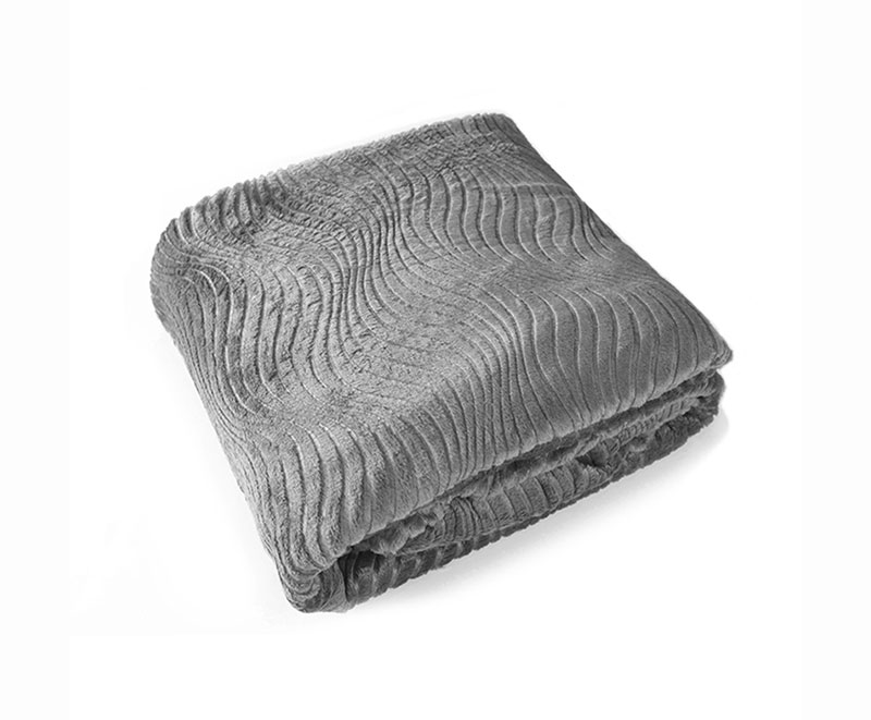 Single-layer grey corrugated embossed flannel blanket 1030225