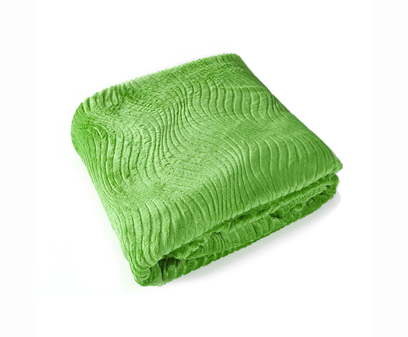 Green corrugated embossed flannel blanket 1030227