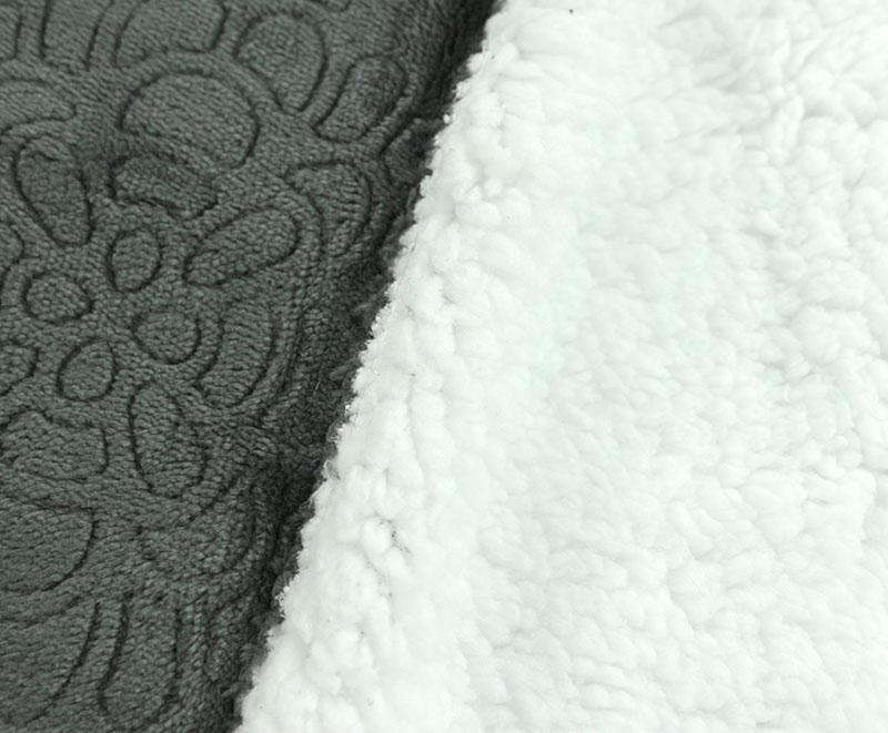Light green rose silhouette embossed flannel with lambswool blanket 03
