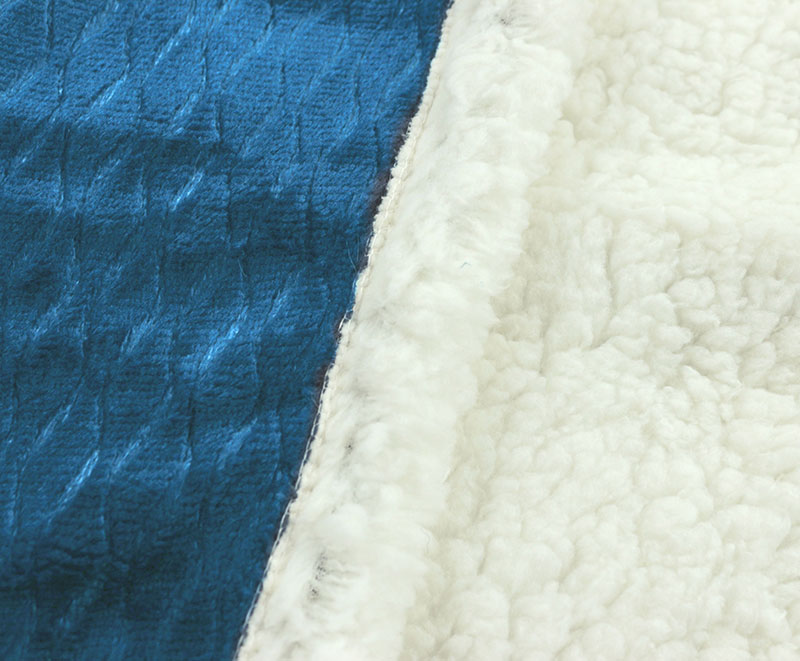 Dark blue soft embossed flannel with lambswool blanket 06