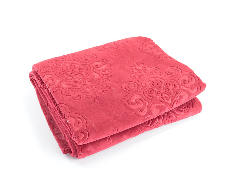Chinese knot print embossed flannel with lamb fleece blanket 08