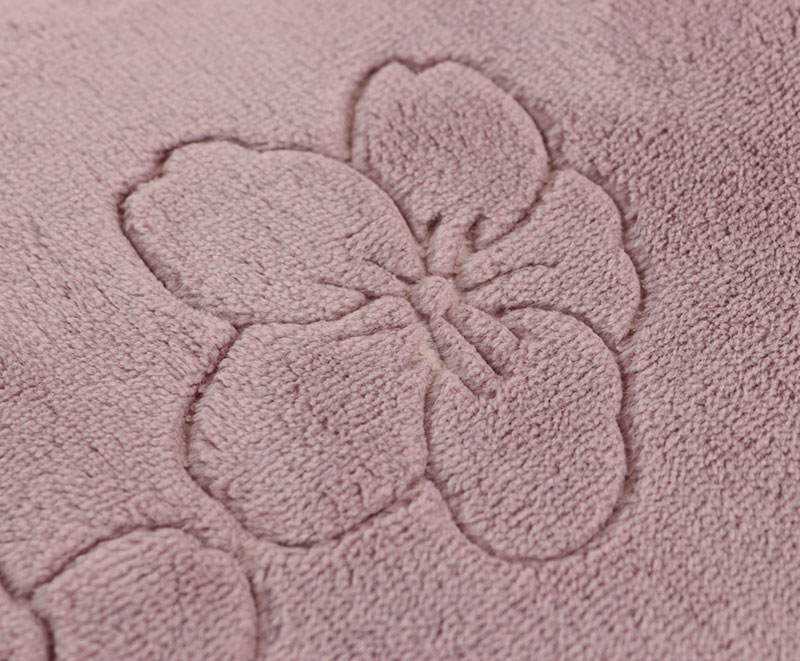 Embossed flannel with sherpa blanket in pink floral print 10