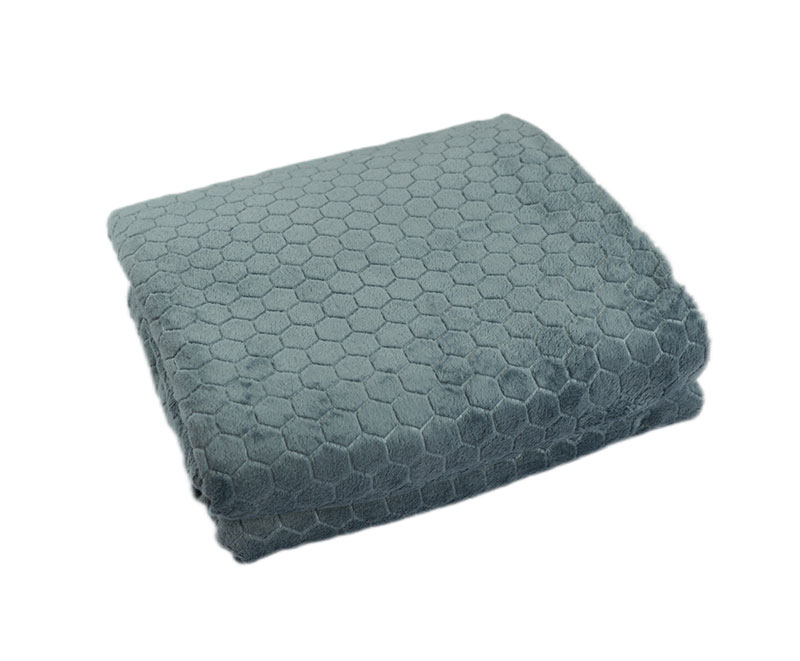 Dark grey honeycomb embossed flannel with sherpa blanket 11