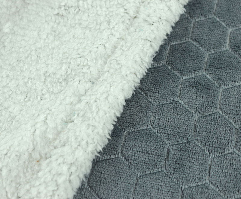 Dark grey honeycomb embossed flannel with sherpa blanket 11