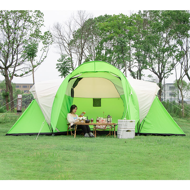 Fluorescent green tunnel tent glam camp