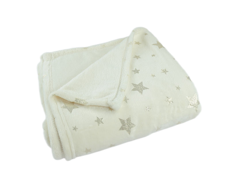 Fleece white star gilded flannel blanket 1030806