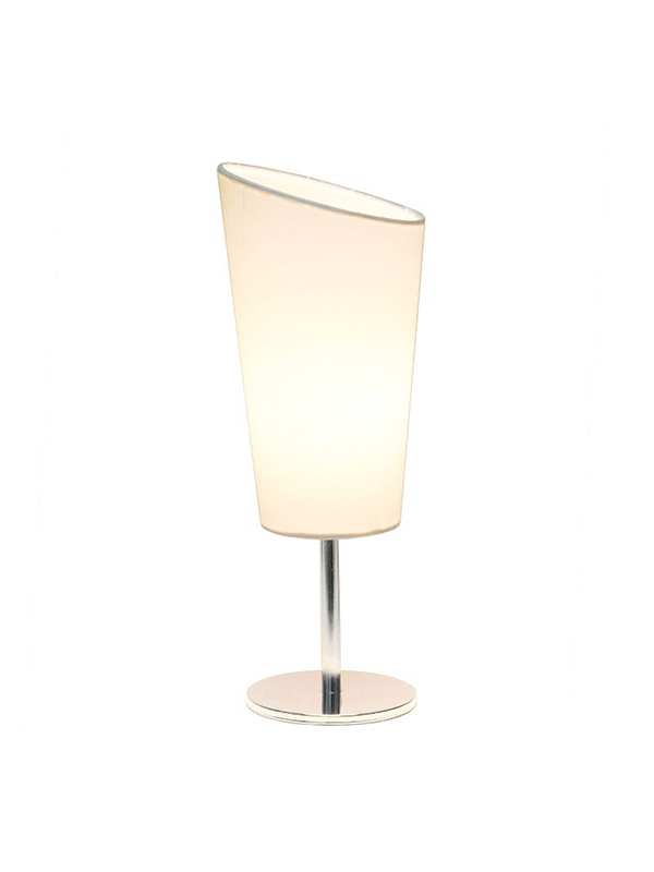 Mini table lamp with angled fabric shade white - simple designs