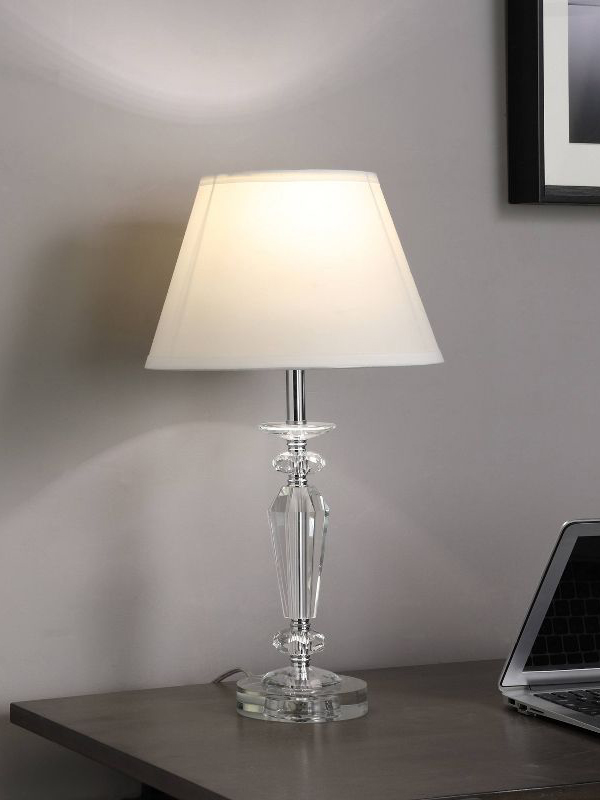 21.5inch traditional grystal glass table lamp silver - ore International