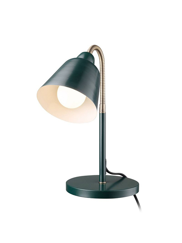 16 inch gooseneck forest table lamp with Inner shade green