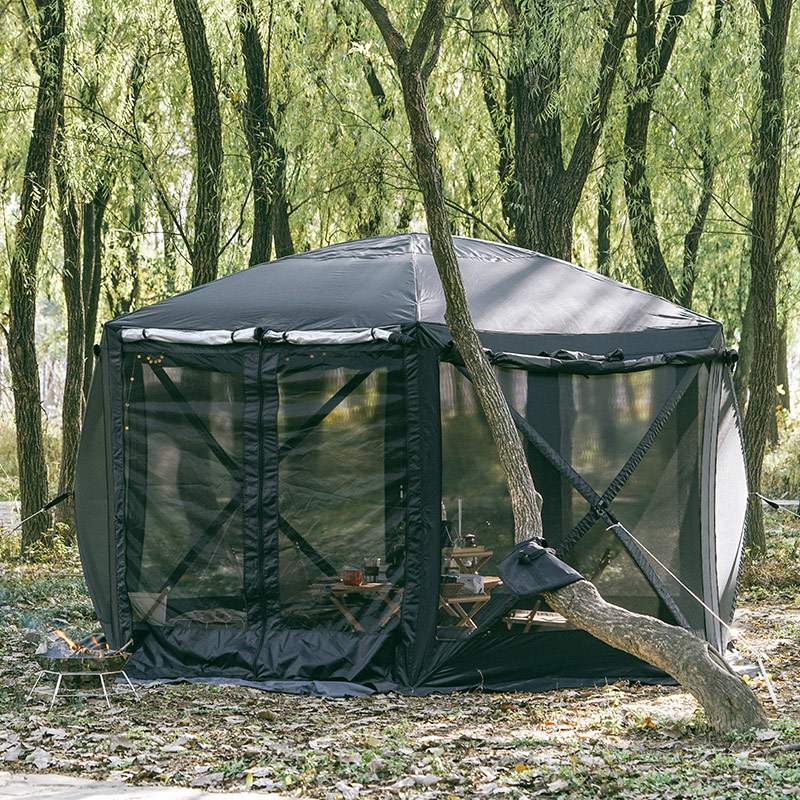 Gazebo black tent glam camp