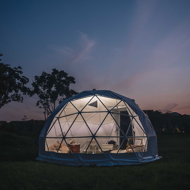 Geodesic dome tent glam camp