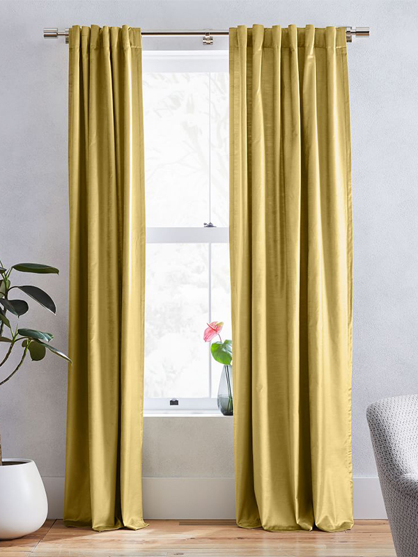 Glossy velvet curtains - mustard