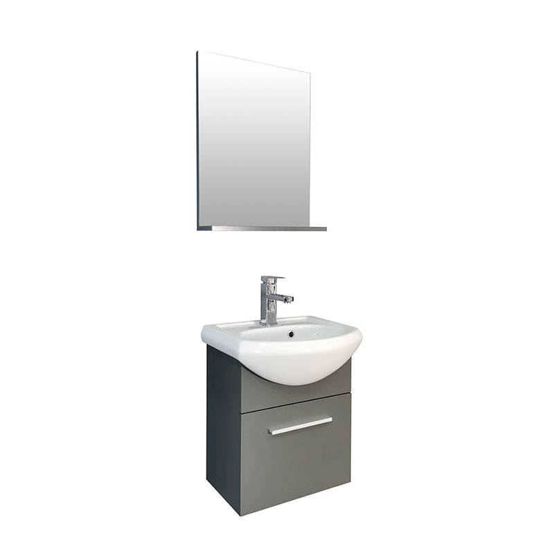 Gray MDF bathroom cabinet with mirror