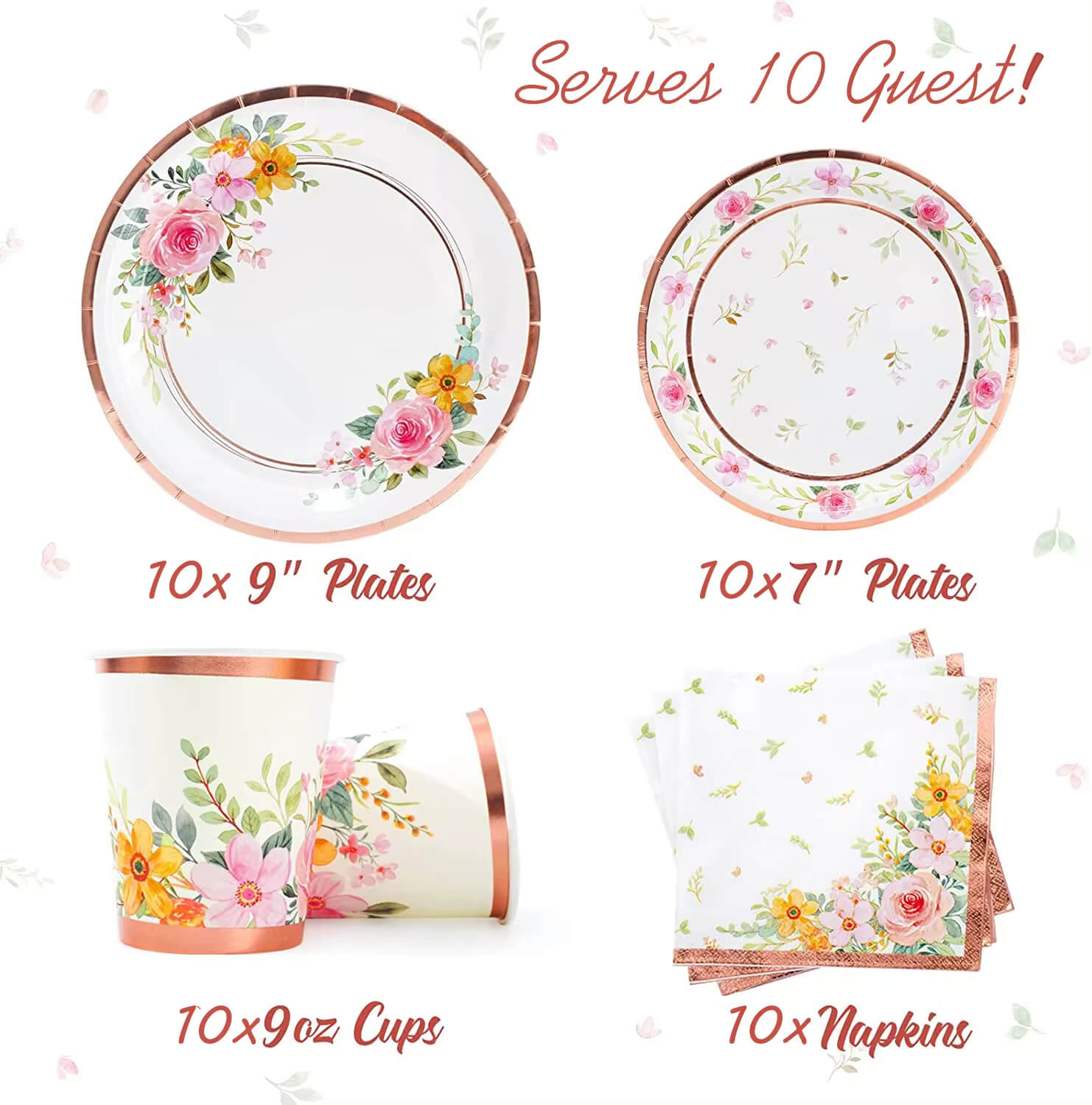Floral Disposable Tableware Kit