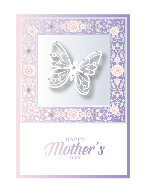 Mother's day hollow out white greeting card HM035-8